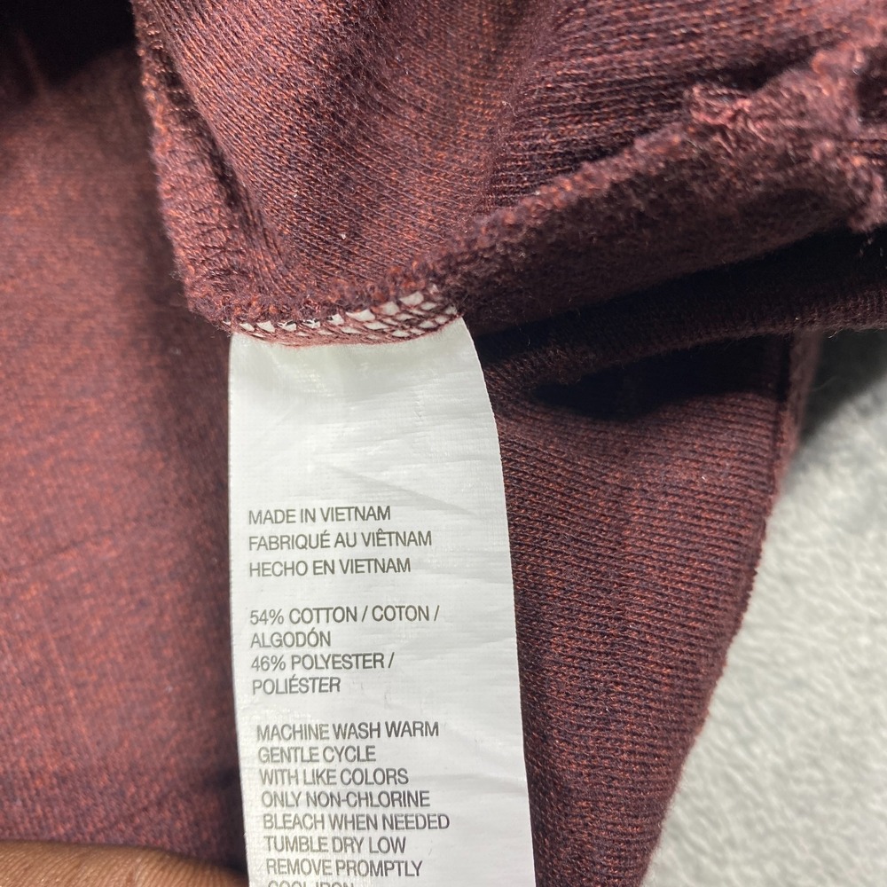 Van Heusen Polo Shirt Mens XL Long Sleeve Maroon Burgundy Textured Geometric Box - Picture 4 of 8